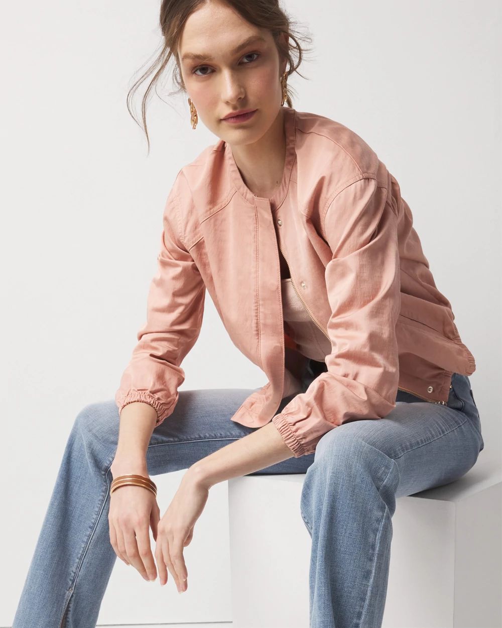 Washed Satin Bomber Jacket | White House Black Market